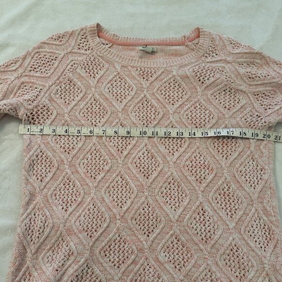 Sonoma Life + Style Chunky Cable Knit Sweater Women’s Size Medium Pink White - Picture 6 of 9